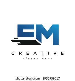 Letter EM Fast Speed and e commerce Logo Design Element