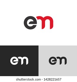 Letter em linked lowercase logo design template elements. Red letter Isolated on black  background. Suitable for business, consulting group company.