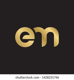 Letter em linked lowercase logo design template elements. Gold letter Isolated on black  background. Suitable for business, consulting group company.