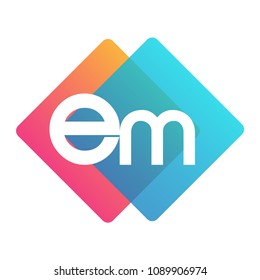 Letter EM logo with colorful geometric shape, letter combination logo design for creative industry, web, business and company.