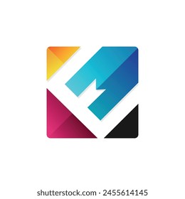 Letter EM logo with colorful geometric shape, letter combination logo design for creative industry, web, business and company.