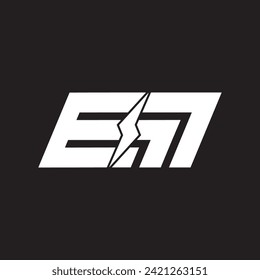 Letter EM logo with Lightning bolt icon, Power Energy Logo design, Alphabet E and M with electric bolt
