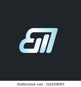 letter EM logo with round shape in light blue gradient color