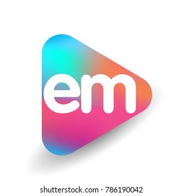 Letter EM logo in triangle shape and colorful background, letter combination logo design for business and company identity.
