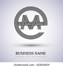 Letter EM or ME linked logo design circle E shape. Elegant black colored, symbol for your business name or company identity