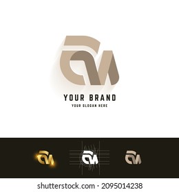 Letter am or em monogram logo with grid method design