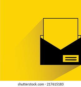 letter, email on yellow background, flat and shadow theme design