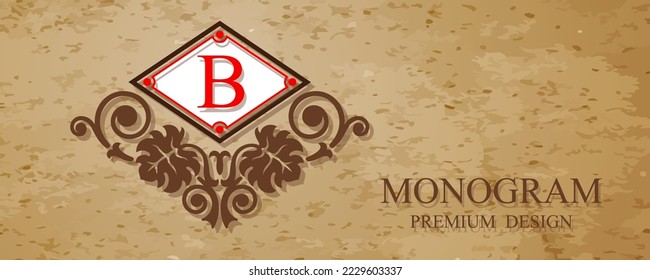 Letter emblem B template, Monogram design elements, Calligraphic graceful template, Vector illustration