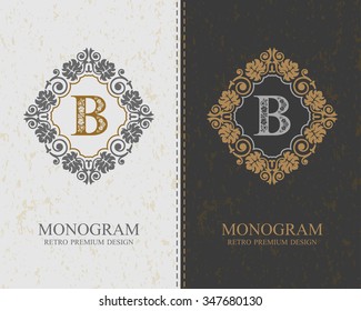 Letter emblem B template, Monogram design elements, Calligraphic graceful template, Elegant line art logo, Business sign for Royalty, Boutique, Cafe, Hotel, Heraldic, Jewelry, Wine