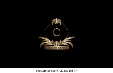 Letra С emblema plantilla de monograma caligráfico. Diseño elegante de logotipo de lujo. Ilustración vectorial para proyectos de cafés, hoteles, heralgia, restaurantes, boutiques