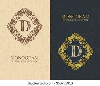 Letter emblem D template, Monogram design elements, Calligraphic graceful template, Elegant line art logo, Business sign for Royalty, Boutique, Cafe, Hotel, Heraldic, Jewelry, Wine