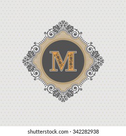 Letter emblem M template, Monogram design elements, Calligraphic graceful template, Elegant line art logo, Business sign for Royalty, Boutique, Cafe, Hotel, Heraldic, Jewelry, Wine