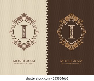 Letter emblem I template, Monogram design elements, Calligraphic graceful template, Elegant line art logo, Business sign for Royalty, Boutique, Cafe, Hotel, Heraldic, Jewelry, Wine