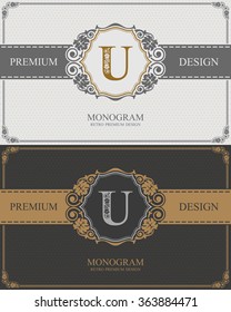 Letter emblem U template, Monogram design elements, Calligraphic graceful template, Elegant line art logo, Business sign for Royalty, Boutique, Cafe, Hotel, Heraldic, Jewelry, Wine