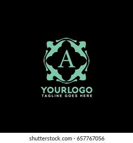 A Letter Emblem of the weaving circle logo. Monogram design element, graceful template. Simple identity design for Royalty, business card, Boutique, Hotel, Heraldic, Web design. 
