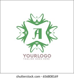 A letter emblem of woven circle. Monogram design element, graceful template. Simple logo design for Royalty, business card, Boutique, Hotel, Heraldic, Web design. 