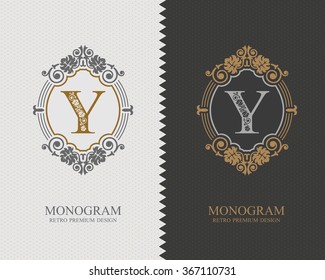 Letter emblem Y template, Monogram design elements, Calligraphic graceful template, Elegant line art logo, Business sign for Royalty, Boutique, Cafe, Hotel, Heraldic, Jewelry, Wine