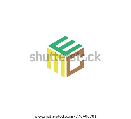 Letter EMC logo template. hexagon logo