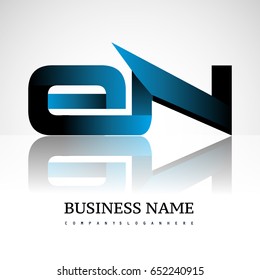 letter EN company linked letter logo icon blue and black. Vector design for company identity.