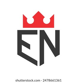 Letter EN Crown Logo. Crown on Letter EN Logo Design Template