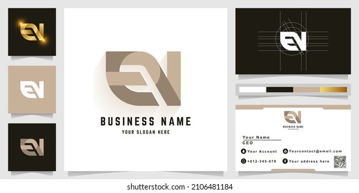 Letter EN or EV monogram logo with business card design