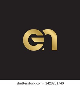 Letter en linked lowercase logo design template elements. Gold letter Isolated on black  background. Suitable for business, consulting group company.