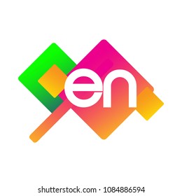 Letter EN logo with colorful geometric shape, letter combination logo design for creative industry, web, business and company.