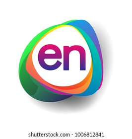 Letter EN logo with colorful splash background, letter combination logo design for creative industry, web, business and company.