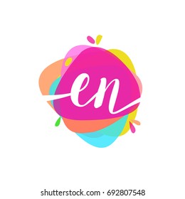 Letter EN logo with colorful splash background, letter combination logo design for creative industry, web, business and company.