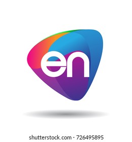 Letter EN logo with colorful splash background, letter combination logo design for creative industry, web, business and company.