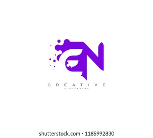 Letter EN Logo Design Vector with Abstract Square Shape Dots