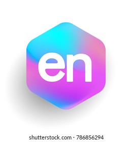 Letter EN logo in hexagon shape and colorful background, letter combination logo design for business and company identity.
