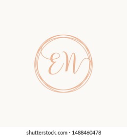Letter EN logo template, Creative fashion logo design, couple letter , wedding concept -vector