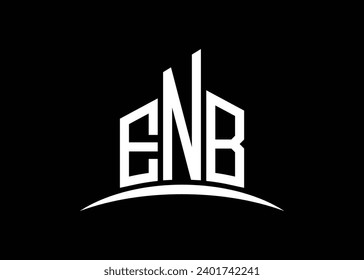 Letra ENB Plantilla de diseño del logotipo del vector de construcción del vector. Construyendo el logotipo ENB de forma.
