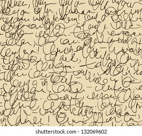 Letter endless pattern. Script seamless background. Sketch of writing calligraphy template