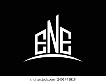 Letter ENE Building Vektorgrafik Monogramm Logo Design-Vorlage. Building Shape ENE Logo.