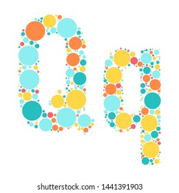 Letter of the English alphabet lined with mosaic of colored circles