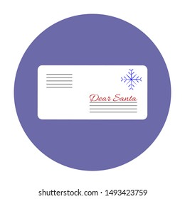 Letter Envelop Icon. Writting Message To Dear Santa. Contact Us Symbol. Christmas Theme. Unread Mail/email For Apps And Websites. Lettering Document Template. New Year Message Concept In Flat Style.