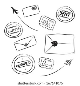 Letter in envelop, philately, post things