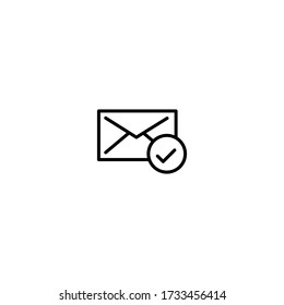Sobre de carta con símbolo de marca de verificación. Leer el signo de correo electrónico. 