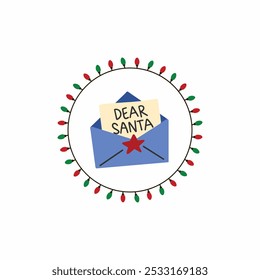 Letter in an envelope Christmas wishes Design.