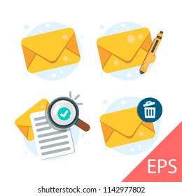 Letter. Envelope With Document. Email Delivery Confirmation, Successful Verification Concepts. Vector Modern Line Design Illustration Icon