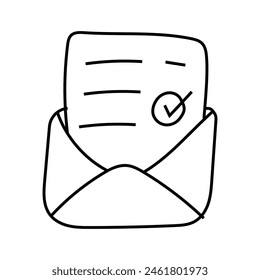 Letter in envelope doodle .Vector isolated on white background