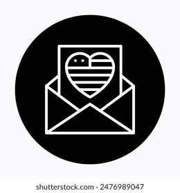 Letter, Envelope, E mail American Flag, Memorial Day Vector Icon. 
