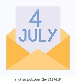 Letter, Envelope, E mail American Flag, Fourth Of July Icon, Vector Style Flat Icon. 