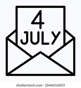 Letter, Envelope, E mail American Flag, Fourth Of July Icon, Vector Style Lineal Icon. 