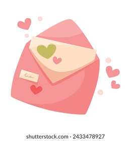 Letter in Envelope as Gift for Valentine Holiday Vector Illustration