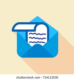 Letter in envelope icon. Flat illustration of letter in envelope vector icon for web design