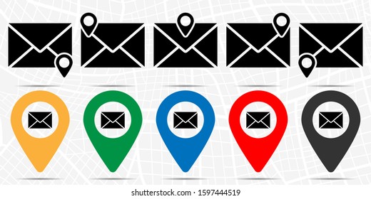 Letter envelope icon in location set. Simple glyph, flat illustration element of web, minimalistic theme icons