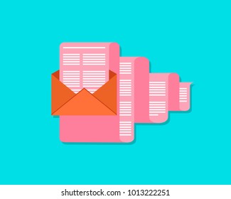 Letter in the envelope. Icon. Long letter. Vector illustration